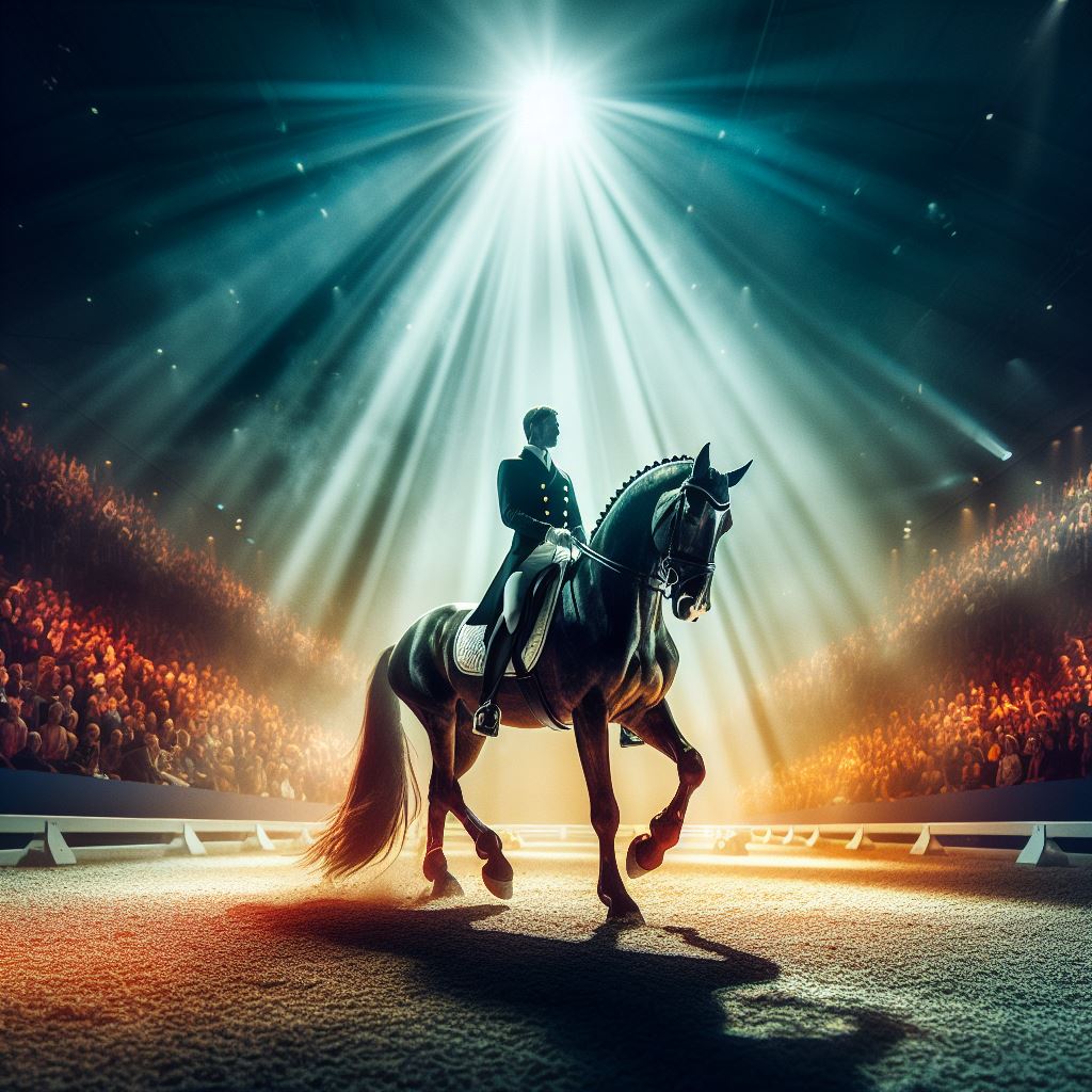 Dressage in dramatic stadium